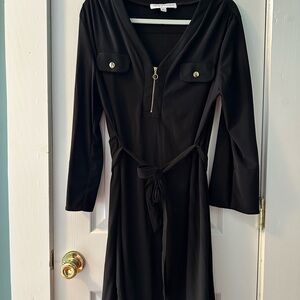 Emma & Michele Black Long Sleeve Dress with Belt